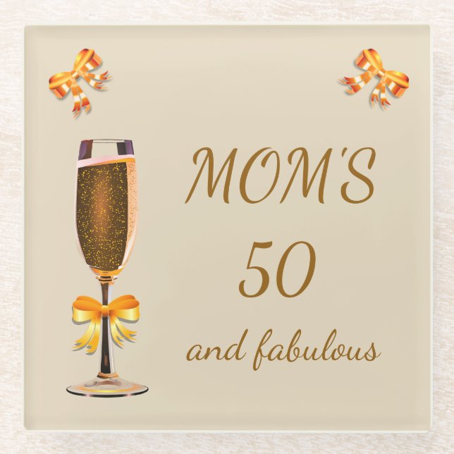 Dessous-de-verre En Verre Joyeux 50e anniversaire maman (Devant)