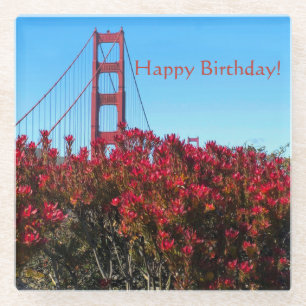 Dessous-de-verre En Verre Joyeux anniversaire, pont Golden Gate !