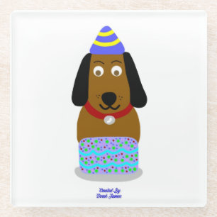 Dessous-de-verre En Verre Joyeux Dessous de verre en verre Pup Anniversaire
