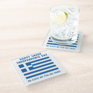Dessous-de-verre En Verre Joyeux drapeau grec pour l'indépendance