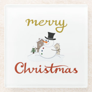 Dessous-de-verre En Verre Joyeux Noël+Design Snowman