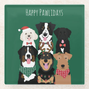 Dessous-de-verre En Verre Joyeux Pawlidays Noël mignon