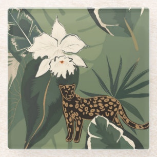 Dessous-de-verre En Verre Jungle Abstraite : Leopards Creative Motif