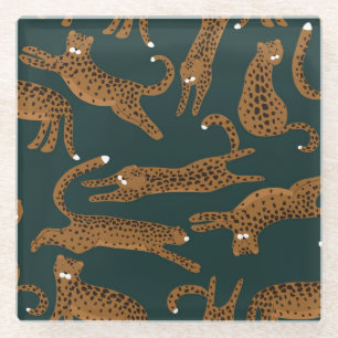 Dessous-de-verre En Verre Jungle léopard : Vintage Poster de animal.