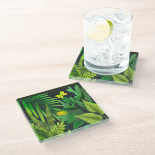 Dessous-de-verre En Verre jungle verte aux papillons