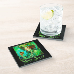 Dessous-de-verre En Verre Jus de menthe Art Nouveau