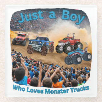 Dessous-de-verre En Verre Juste un garçon qui aime les camionnettes Monster