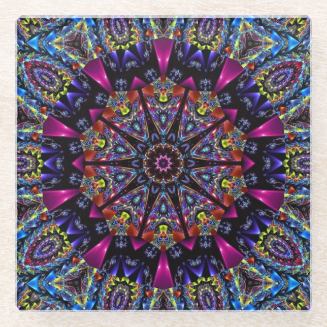 Dessous-de-verre En Verre Kaleidoscope élégant et moderne (Devant)