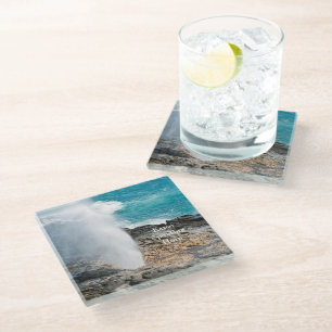 Dessous-de-verre En Verre Kauai Aqua Océan Corne Soufflant Poipu