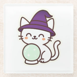 Dessous-de-verre En Verre Kawaii Halloween Chat - Magique & Adorable Éffraya