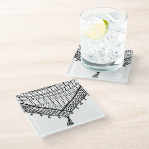 Dessous-de-verre En Verre Keffiyeh Écharpe palestinienne tissu traditionnel