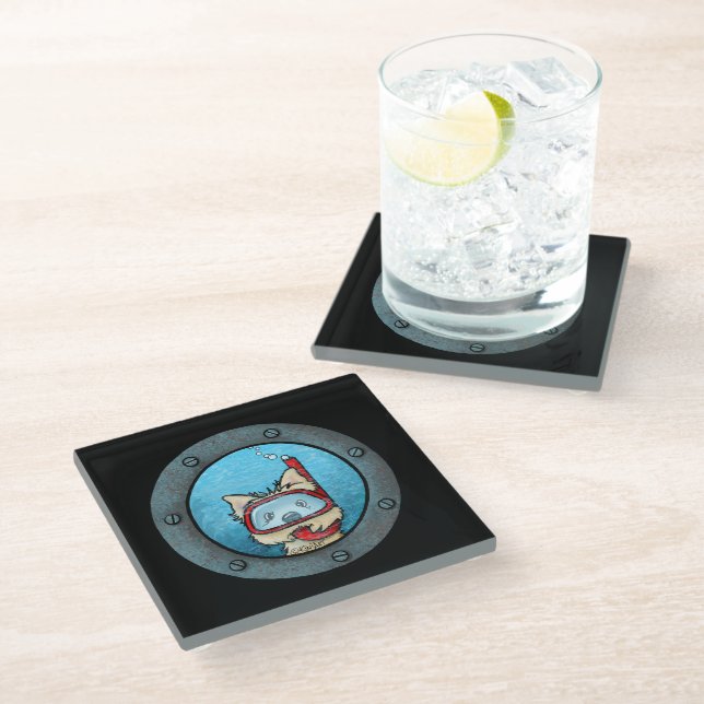 Dessous-de-verre En Verre KiniArt Snorkeling Cairn Terrier (Incliné)