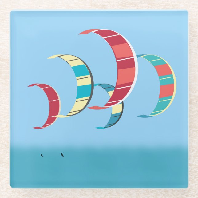 Dessous-de-verre En Verre Kite Surf (Devant)
