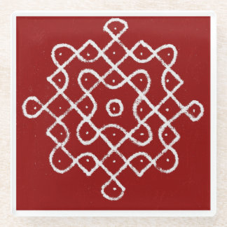 Dessous-de-verre En Verre Kolam Rangoli