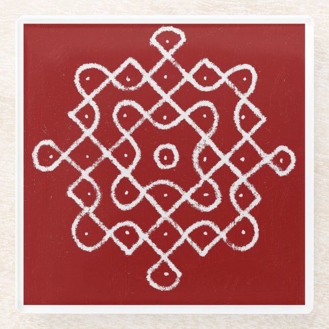 Dessous-de-verre En Verre Kolam Rangoli (Devant)