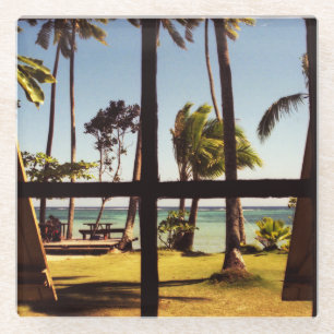 Dessous-de-verre En Verre La côte tropicale Fiji Beach Scene