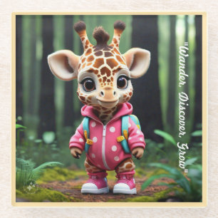 Dessous-de-verre En Verre "La Curieuse Petite Giraffe"