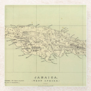 Dessous-de-verre En Verre La Jamaïque a lithographié la carte