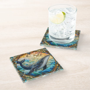 Dessous-de-verre En Verre La Majestueuse Mosaïque Marine Une Baleine De Verr