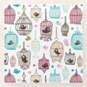 Dessous-de-verre En Verre l'amour de cage à oiseaux badine le motif