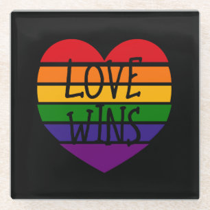 Dessous-de-verre En Verre L'amour gagne Rainbow Heart