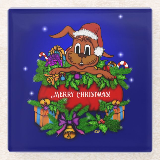 Dessous-de-verre En Verre Lapin de Noël (Devant)