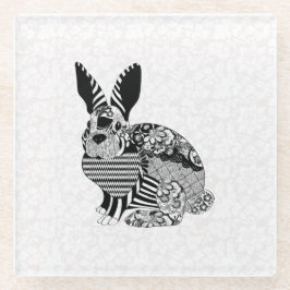 Dessous-de-verre En Verre Lapin Sur Damas
