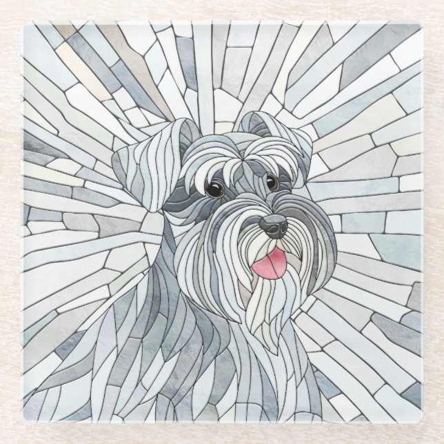 Dessous-de-verre En Verre L'art mosaïque de Schnauzer miniature (Devant)