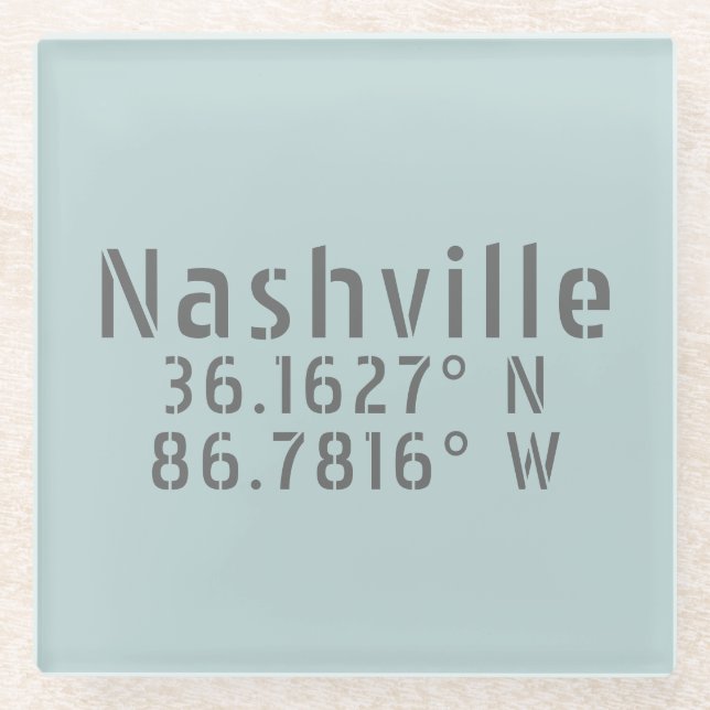 Dessous-de-verre En Verre Latitude de Nashville TN (Devant)