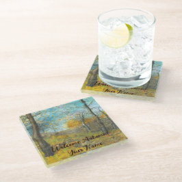 Dessous-de-verre En Verre L'automne doré dans une aquarelle en chênaie