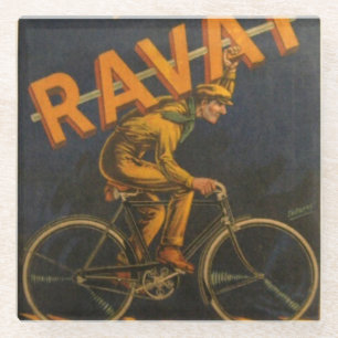 Dessous-de-verre En Verre Le cru va à vélo l'affiche de Ravat comme dessou