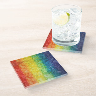 Dessous-de-verre En Verre Le drapeau tie-dyé de SlipperyJoe arc-en-ciel pres