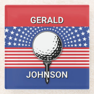 Dessous-de-verre En Verre Le golf patriotique américain