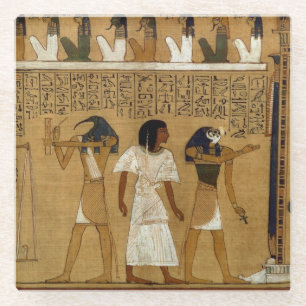 Dessous-de-verre En Verre Le pesage du coeur contre la plume de Maat