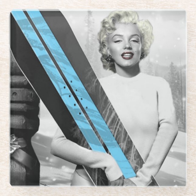 Dessous-de-verre En Verre Le surf des neiges de Marilyn (Devant)