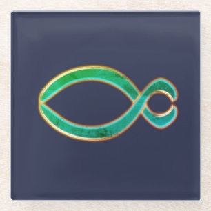 Dessous-de-verre En Verre Le symbole du Fish Christian.