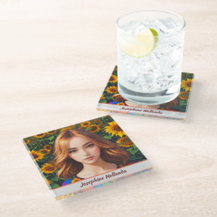 Dessous-de-verre En Verre Le tournesol radiant - Dévoiler une signification
