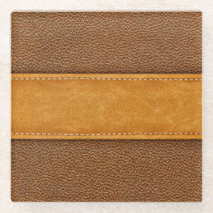 Dessous-de-verre En Verre Leather Luxe : Elégance Brown avec points