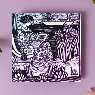 Dessous-de-verre En Verre Lecture Art Nouveau Femme