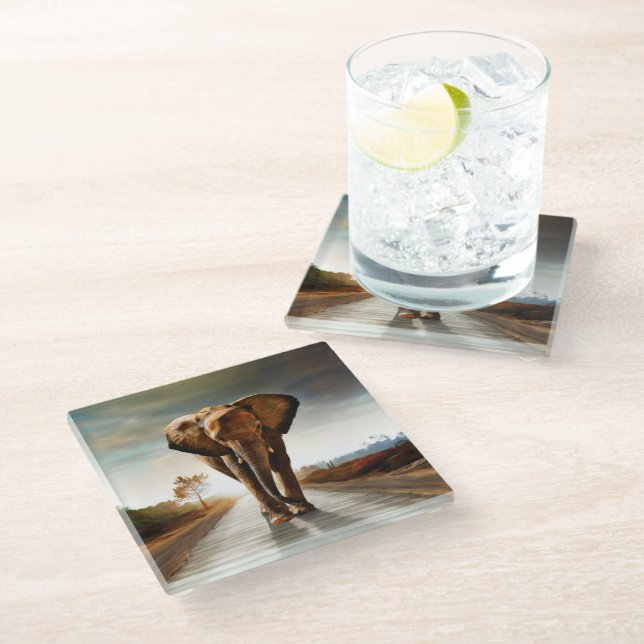 Dessous-de-verre En Verre L'éléphant (Incliné)