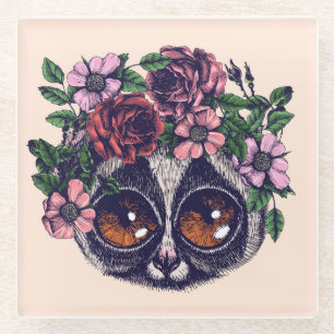 Dessous-de-verre En Verre Lémur floral doux