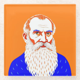 Dessous-de-verre En Verre Leo Tolstoï Portrait - Illustration graphique