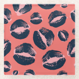 Dessous-de-verre En Verre Leopard Kiss : Lipstick