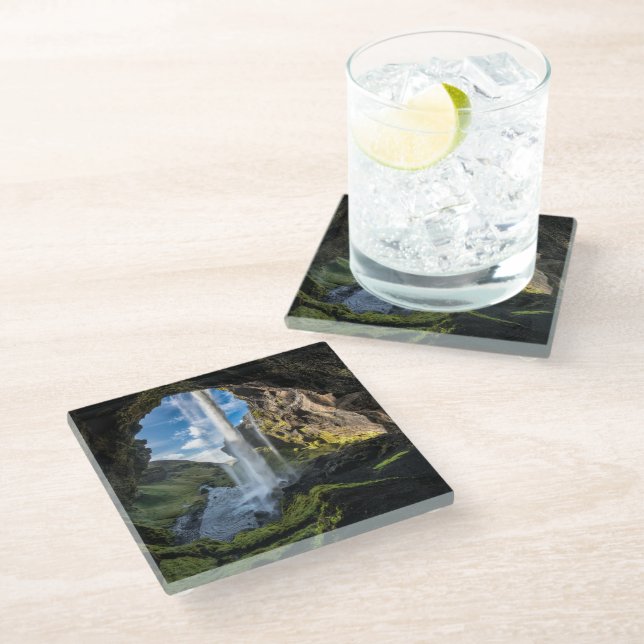 Dessous-de-verre En Verre Les cascades | Cascade islandaise (Incliné)