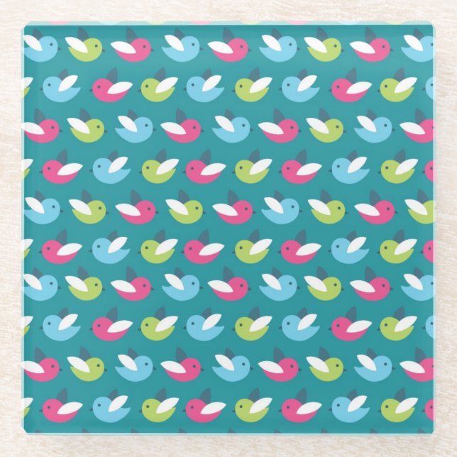 Dessous-de-verre En Verre Les oiseaux modèlent le bleu (Devant)
