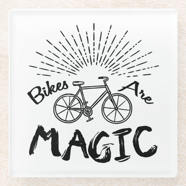 Dessous-de-verre En Verre Les vélos sont magiques (Devant)