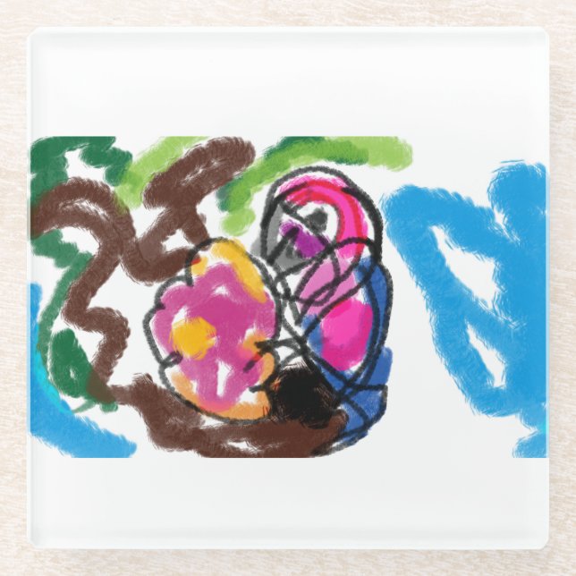 Dessous-de-verre En Verre L'été du perroquet (Devant)