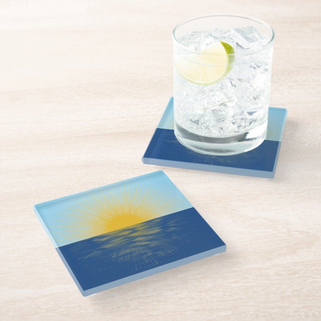 Dessous-de-verre En Verre Lever de soleil sur l'océan Nouveaux débuts (Incliné)