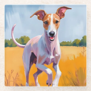 Dessous-de-verre En Verre Lévrier Italien Peinture Aquarelle Chien