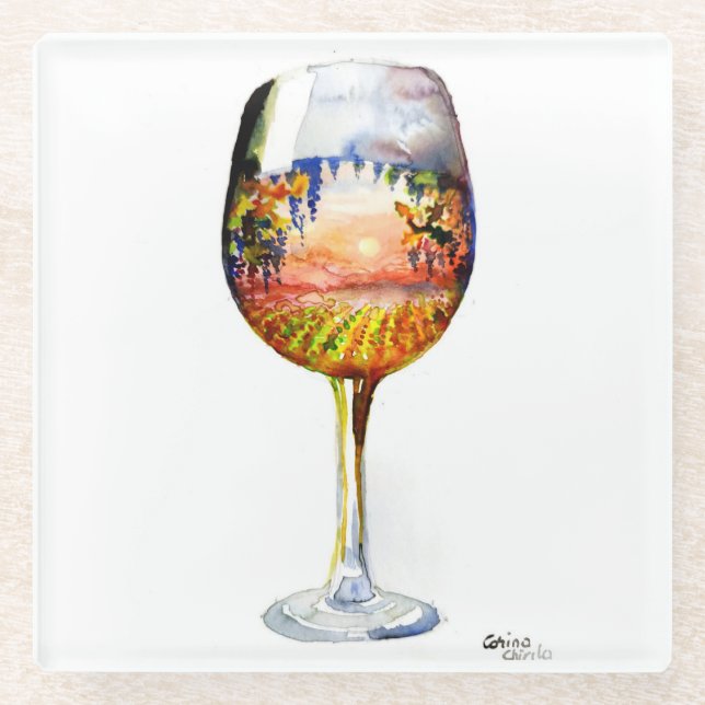 Dessous-de-verre En Verre L'histoire du vin (Devant)